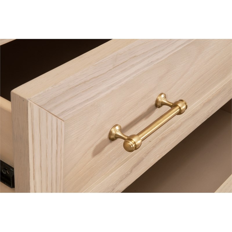 Maklaine Modern Transitional 6-Drawer Wood Double Dresser in Oak