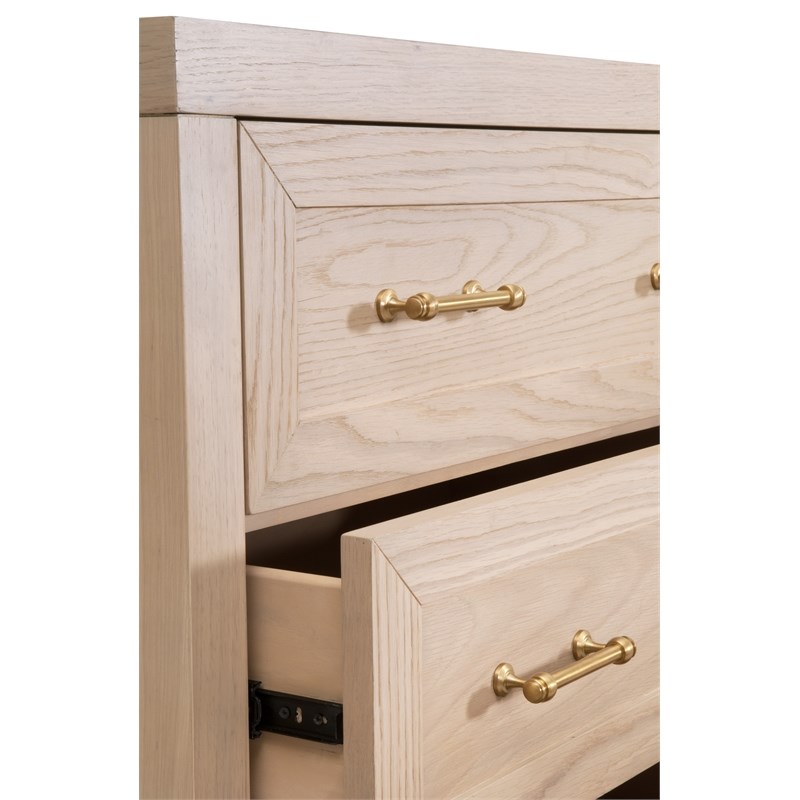 Maklaine Modern Transitional 6-Drawer Wood Double Dresser in Oak