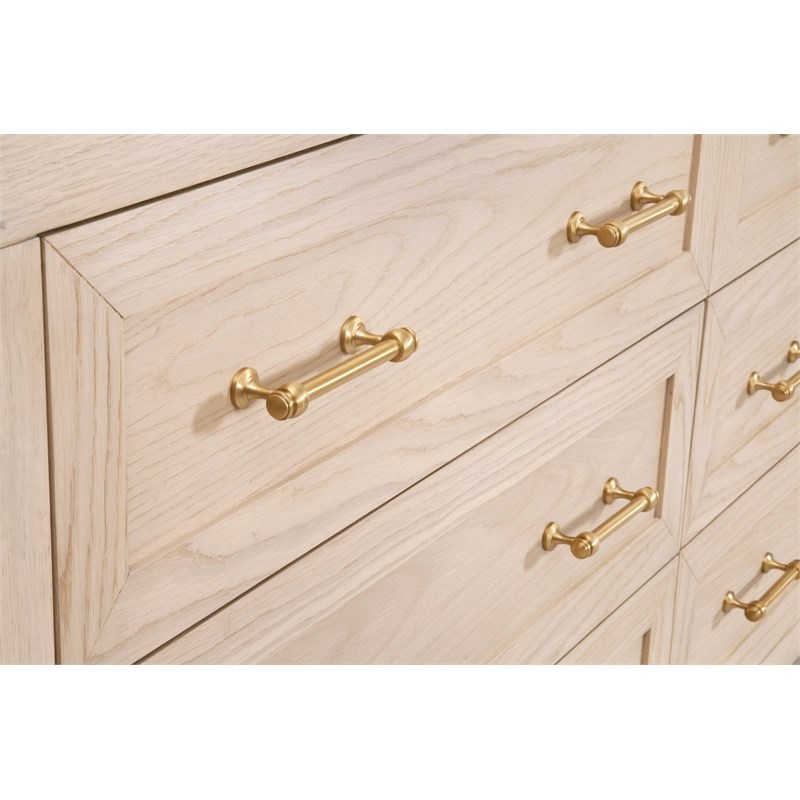 Maklaine Modern Transitional 6-Drawer Wood Double Dresser in Oak