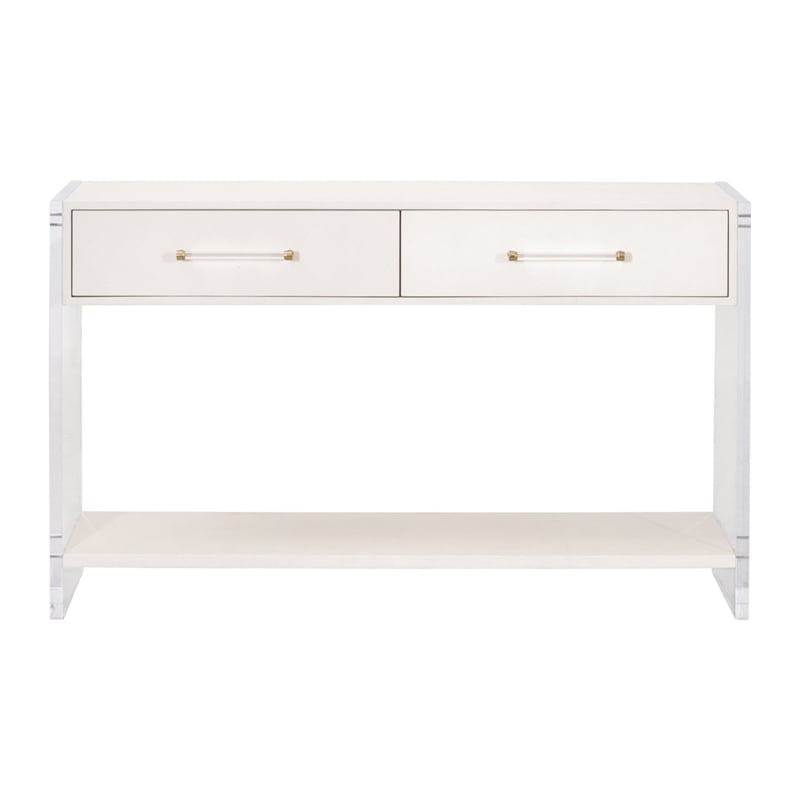 Maklaine Contemporary Transitional Wood Console Table in Pearl
