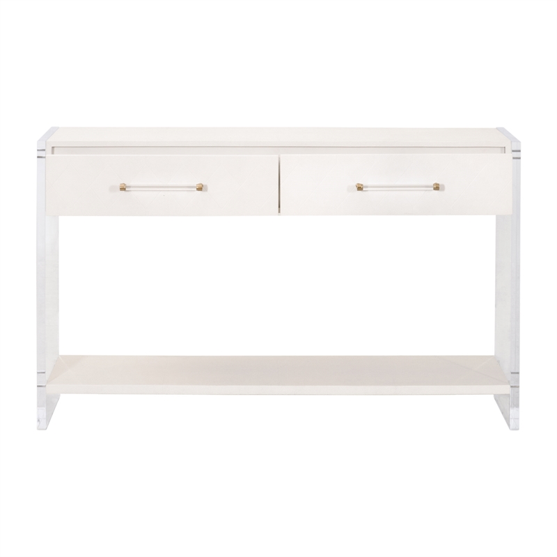 Maklaine Contemporary Transitional Wood Console Table in Pearl