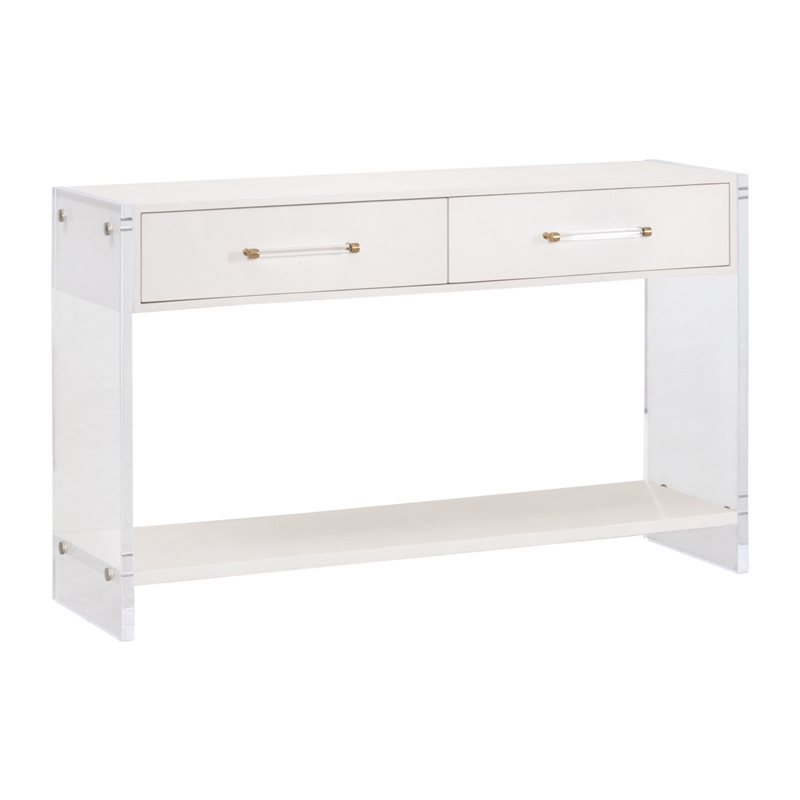 Maklaine Contemporary Transitional Wood Console Table in Pearl