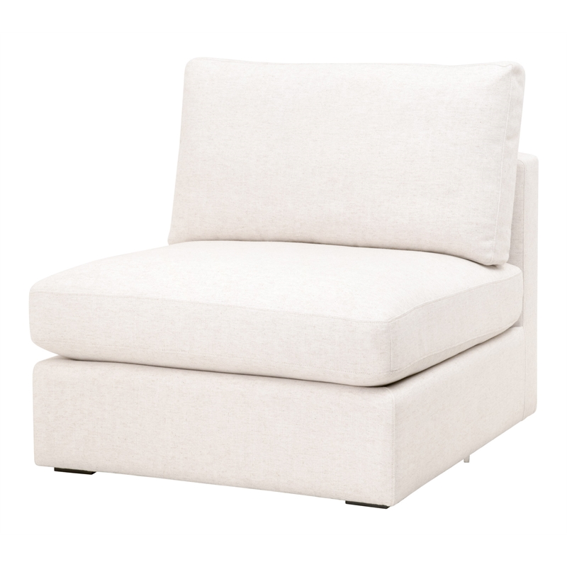 Maklaine Contemporary Transitional Fabric Armless Chair in Cream
