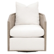 Maklaine Transitional Fabric/Wood Swivel Club Chair in White