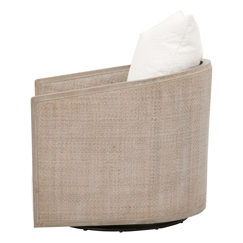 Maklaine Transitional Fabric/Wood Swivel Club Chair in White