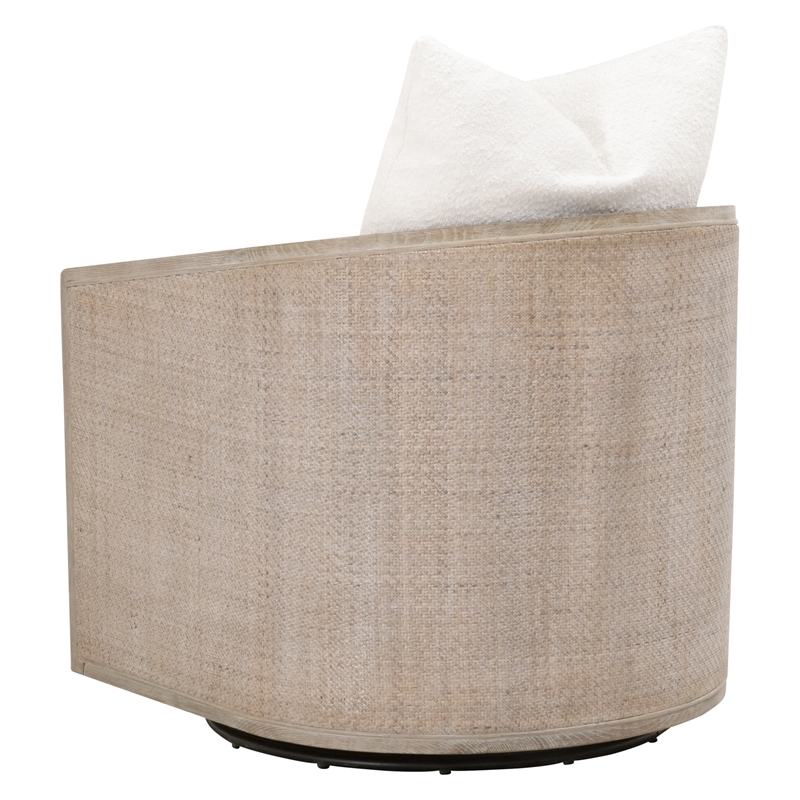 Maklaine Transitional Fabric/Wood Swivel Club Chair in White