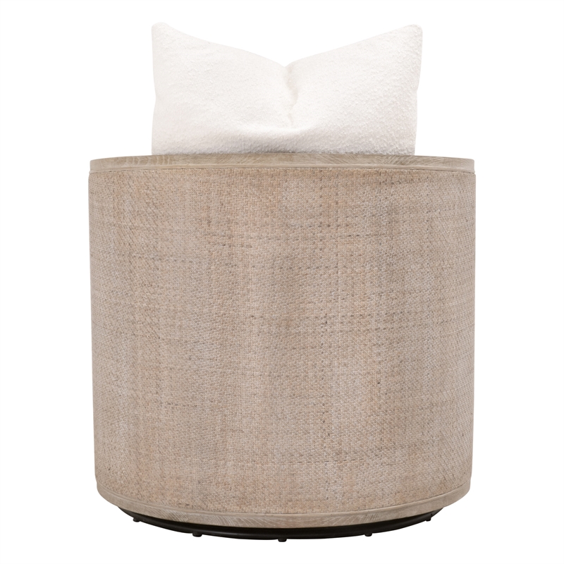 Maklaine Transitional Fabric/Wood Swivel Club Chair in White