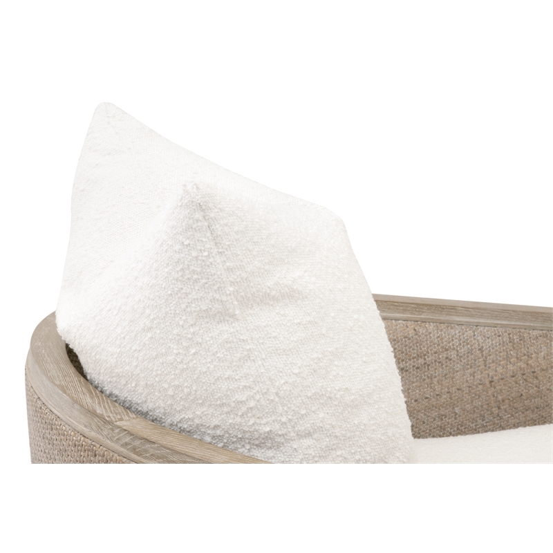 Maklaine Transitional Fabric/Wood Swivel Club Chair in White