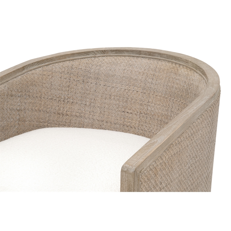 Maklaine Transitional Fabric/Wood Swivel Club Chair in White
