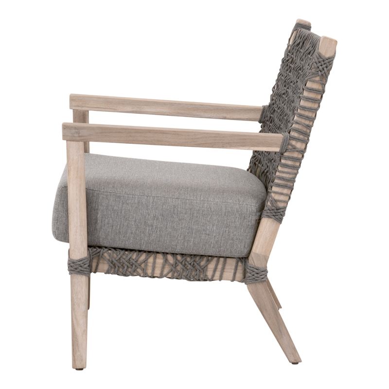 Maklaine Transitional Outdoor Fabric/Wood Club Chair in Dove Gray