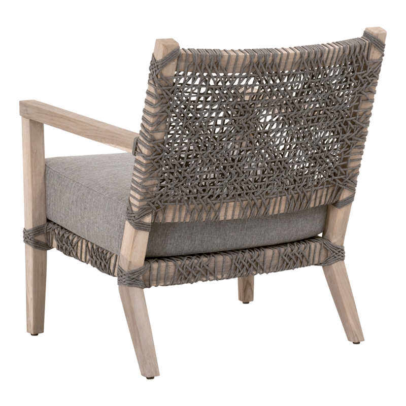 Maklaine Transitional Outdoor Fabric/Wood Club Chair in Dove Gray