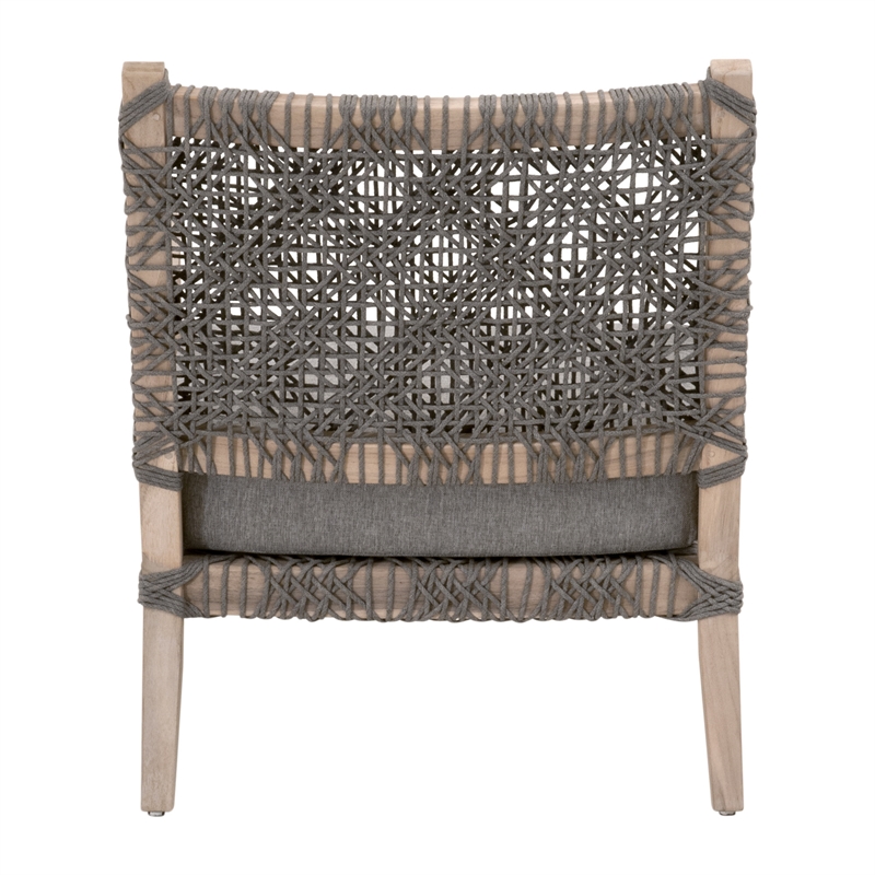 Maklaine Transitional Outdoor Fabric/Wood Club Chair in Dove Gray