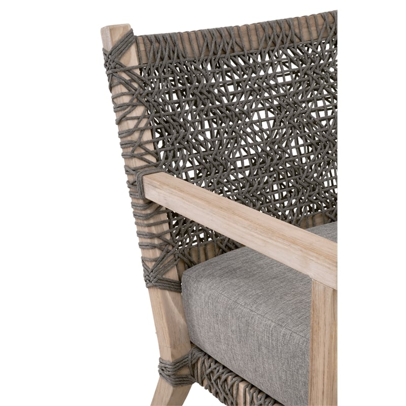 Maklaine Transitional Outdoor Fabric/Wood Club Chair in Dove Gray