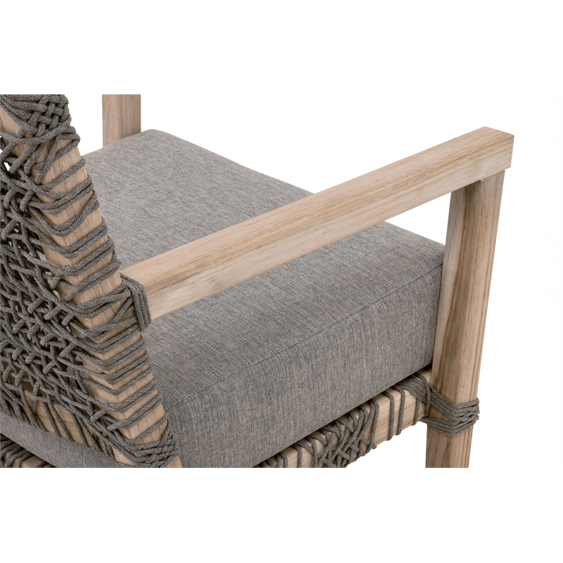 Maklaine Transitional Outdoor Fabric/Wood Club Chair in Dove Gray