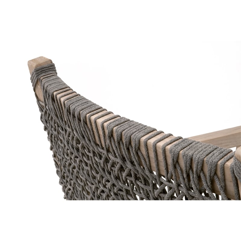 Maklaine Transitional Outdoor Fabric/Wood Club Chair in Dove Gray