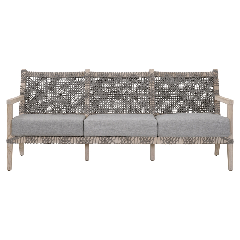 Maklaine Modern Transitional Outdoor Fabric Sofa in Dove Gray