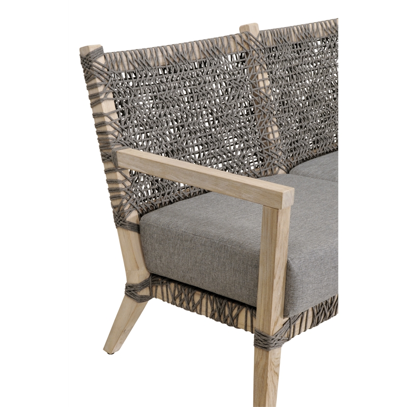 Maklaine Modern Transitional Outdoor Fabric Sofa in Dove Gray