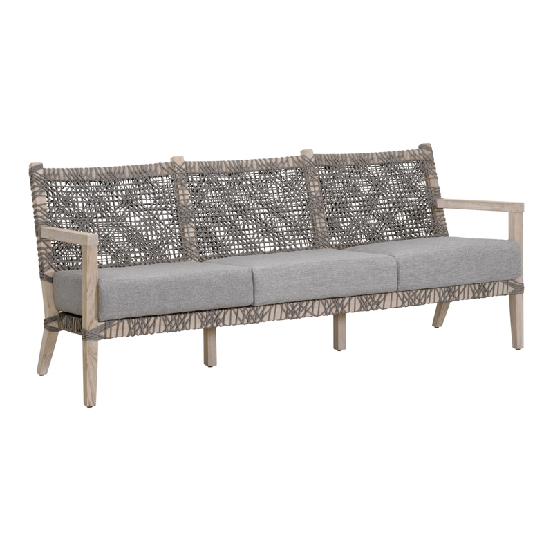 Maklaine Modern Transitional Outdoor Fabric Sofa in Dove Gray