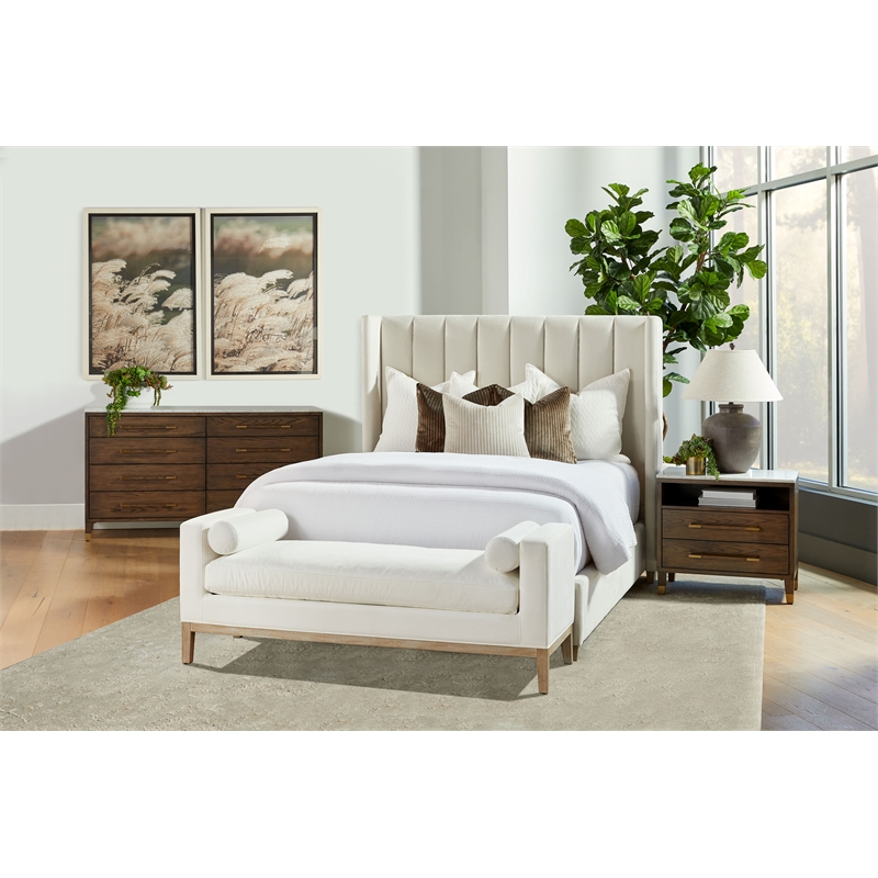 Maklaine Contemporary Transitional Wood Nightstand in Brown Finish