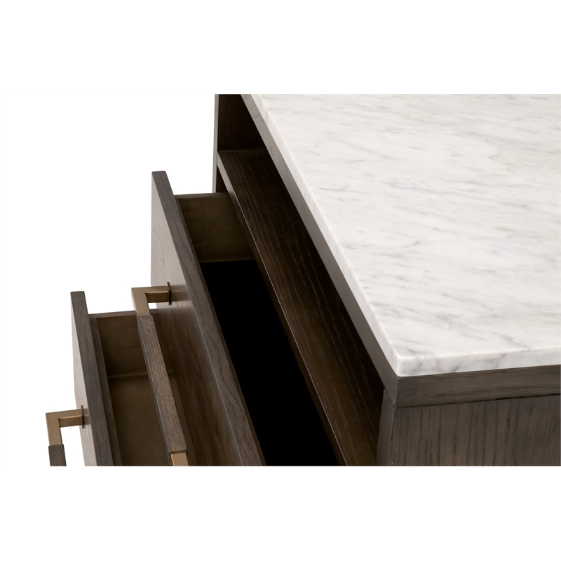 Maklaine Contemporary Transitional Wood Nightstand in Brown Finish