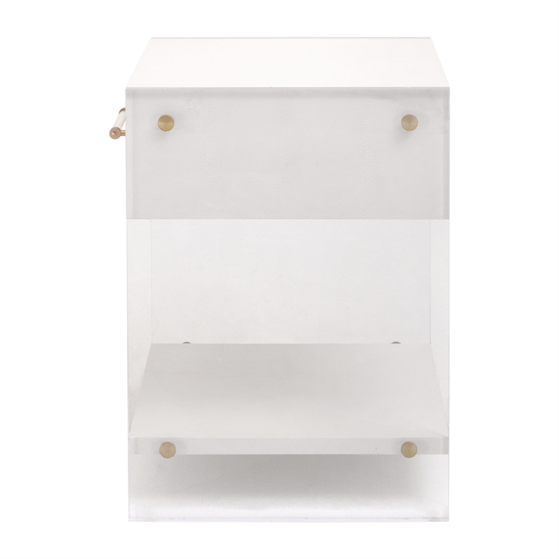 Maklaine Contemporary Transitional Wood Nightstand in Pearl Finish