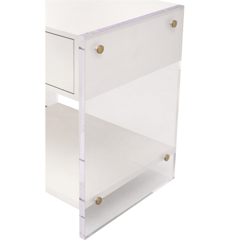 Maklaine Contemporary Transitional Wood Nightstand in Pearl Finish