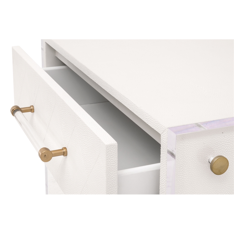 Maklaine Contemporary Transitional Wood Nightstand in Pearl Finish