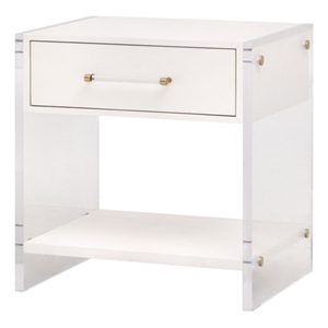 Maklaine Contemporary Transitional Wood Nightstand in Pearl Finish