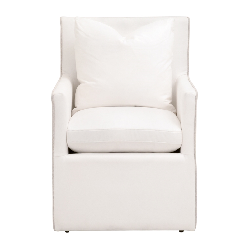 Maklaine Contemporary Transitional Fabric Arm Chair in Pearl