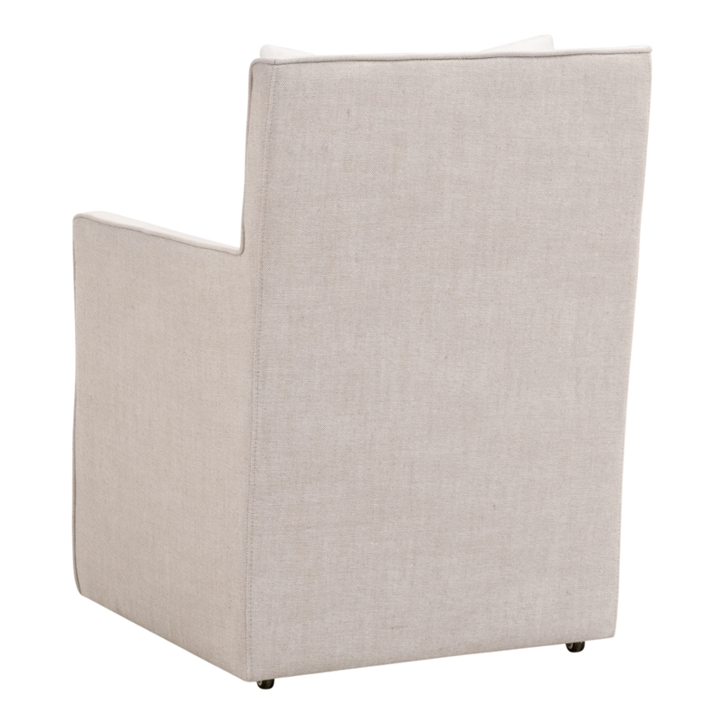 Maklaine Contemporary Transitional Fabric Arm Chair in Pearl