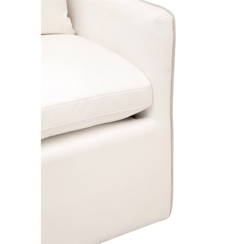 Maklaine Contemporary Transitional Fabric Arm Chair in Pearl