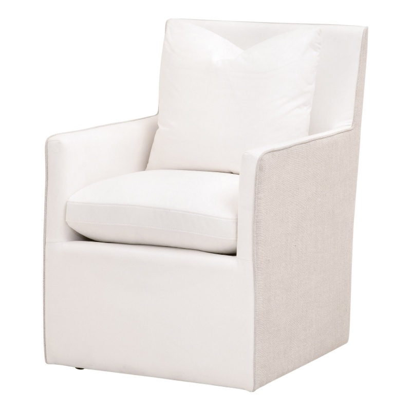 Maklaine Contemporary Transitional Fabric Arm Chair in Pearl