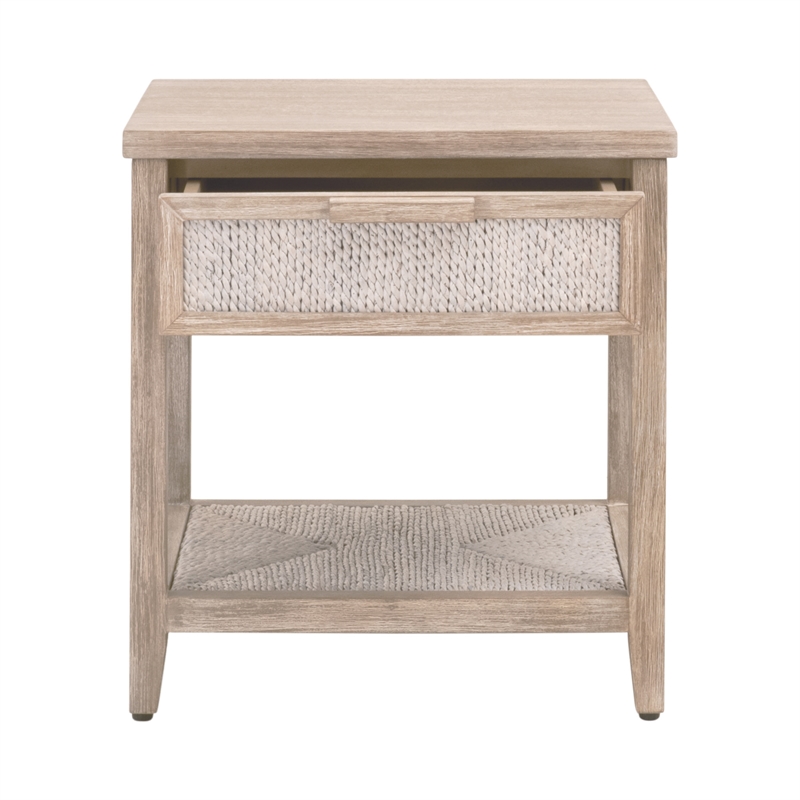 Maklaine Modern Transitional Wood Nightstand in Natural Gray