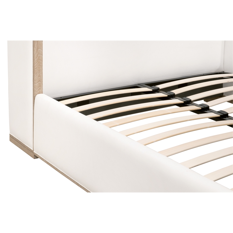 Maklaine Contemporary Transitional Solid Wood Queen Bed in Pearl