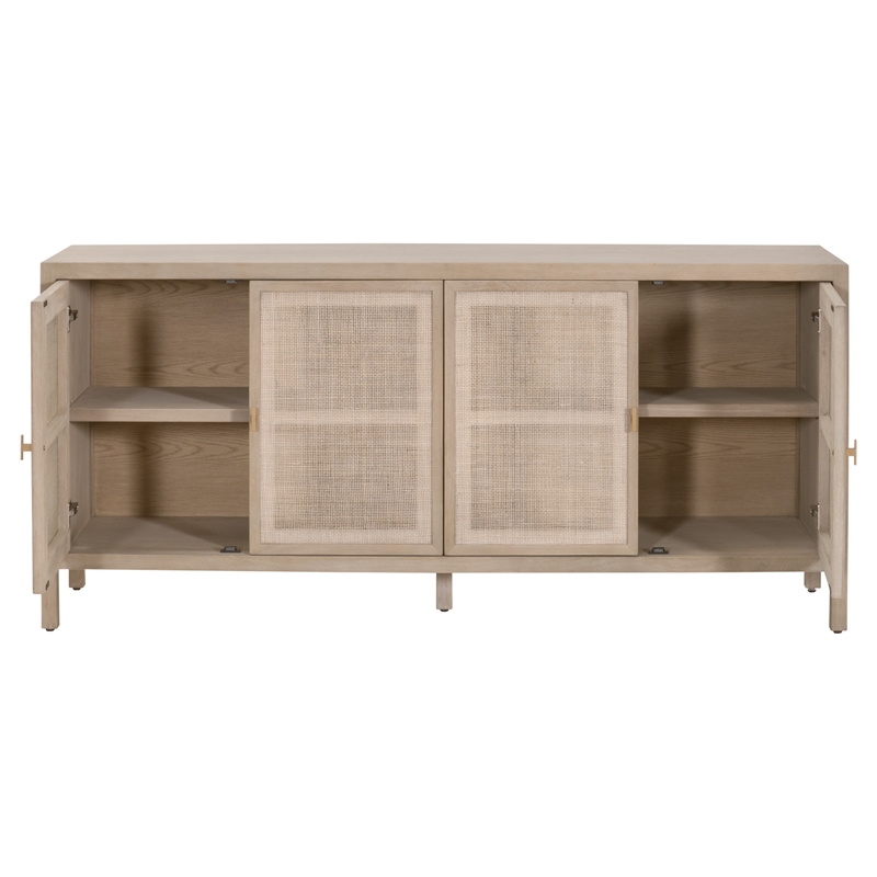 Maklaine Modern Transitional Antique Wood Media Sideboard in Gray