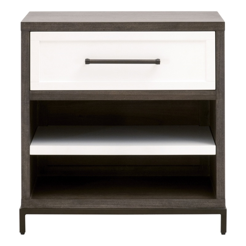 Maklaine Contemporary Transitional Wood Nightstand in Brown Finish