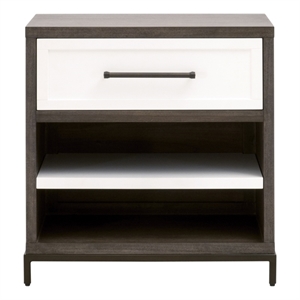 Maklaine Contemporary Transitional Wood Nightstand in Brown Finish