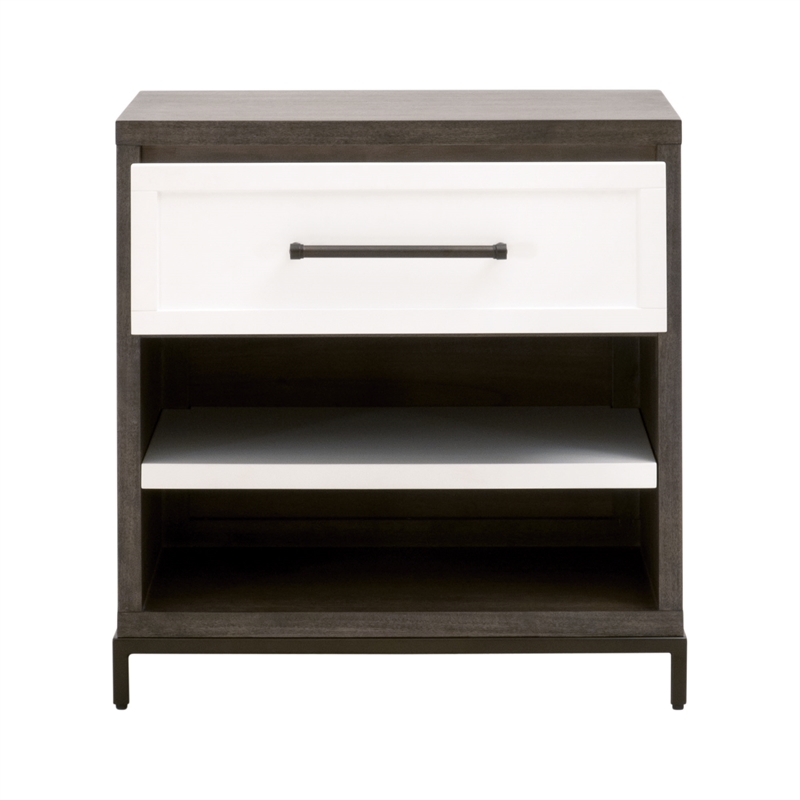 Maklaine Contemporary Transitional Wood Nightstand in Brown Finish