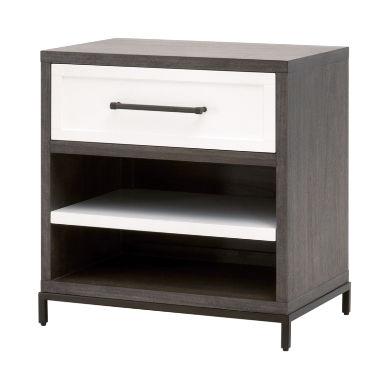 Maklaine Contemporary Transitional Wood Nightstand in Brown Finish