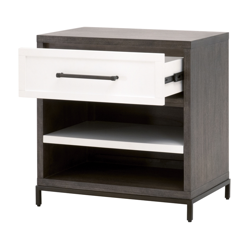Maklaine Contemporary Transitional Wood Nightstand in Brown Finish