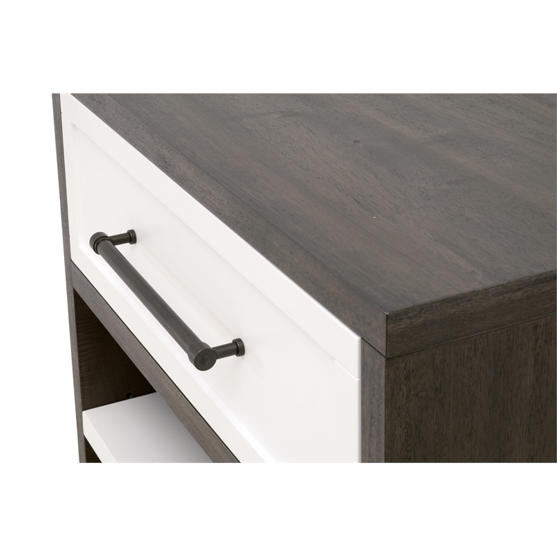 Maklaine Contemporary Transitional Wood Nightstand in Brown Finish