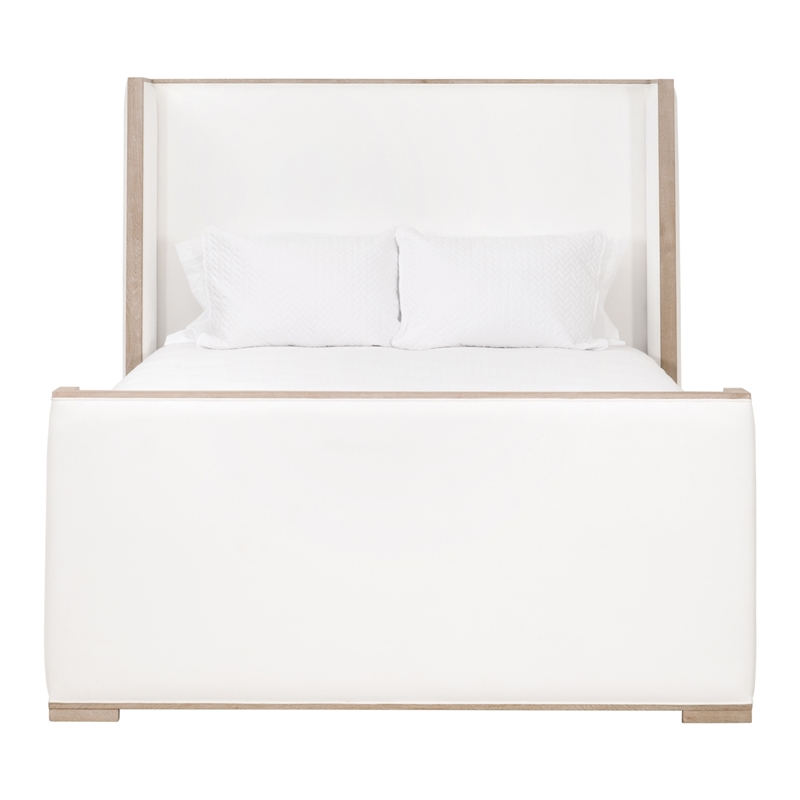 Maklaine Contemporary Transitional Wood Cal King Bed in Pearl