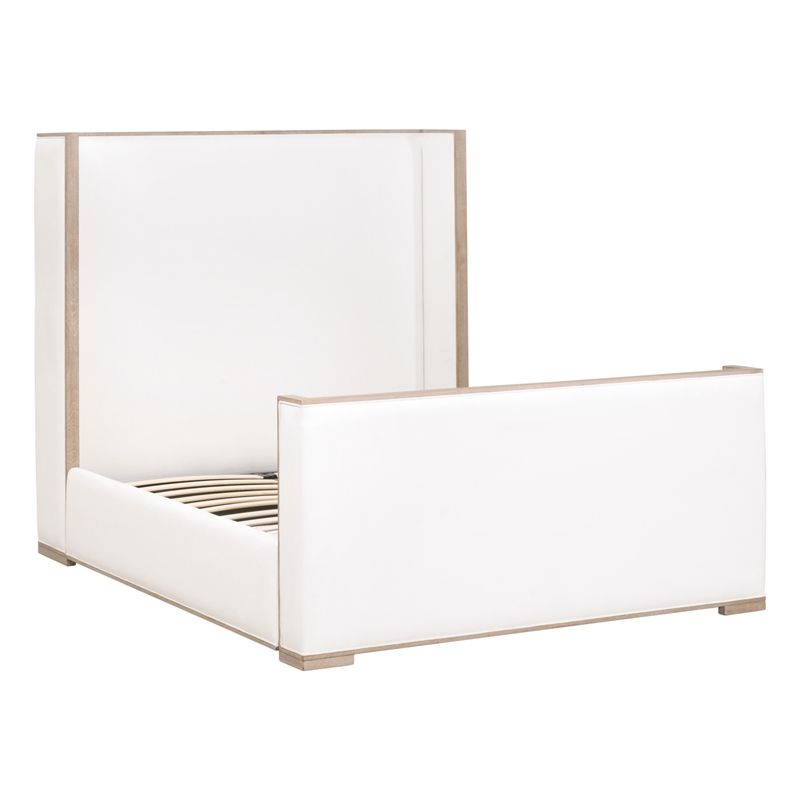 Maklaine Contemporary Transitional Wood Cal King Bed in Pearl