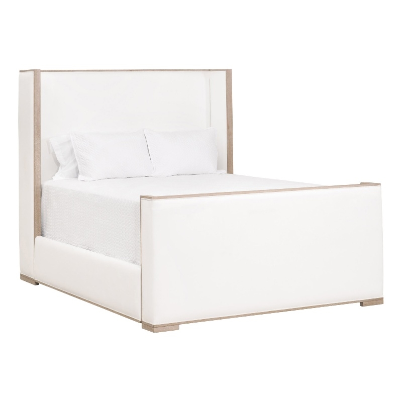 Maklaine Contemporary Transitional Wood Cal King Bed in Pearl