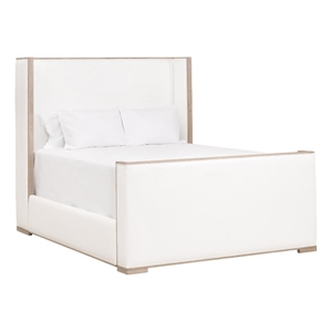 Maklaine Contemporary Transitional Wood Cal King Bed in Pearl