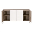 Maklaine Transitional Sideboard in Pearl Shagreen Resin and Natural Gray Acacia