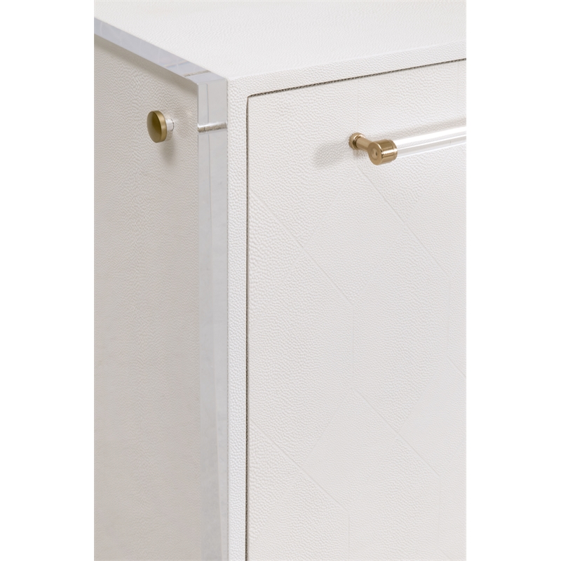 Maklaine Transitional Media Sideboard in Pearl Shagreen Resin and Lucite
