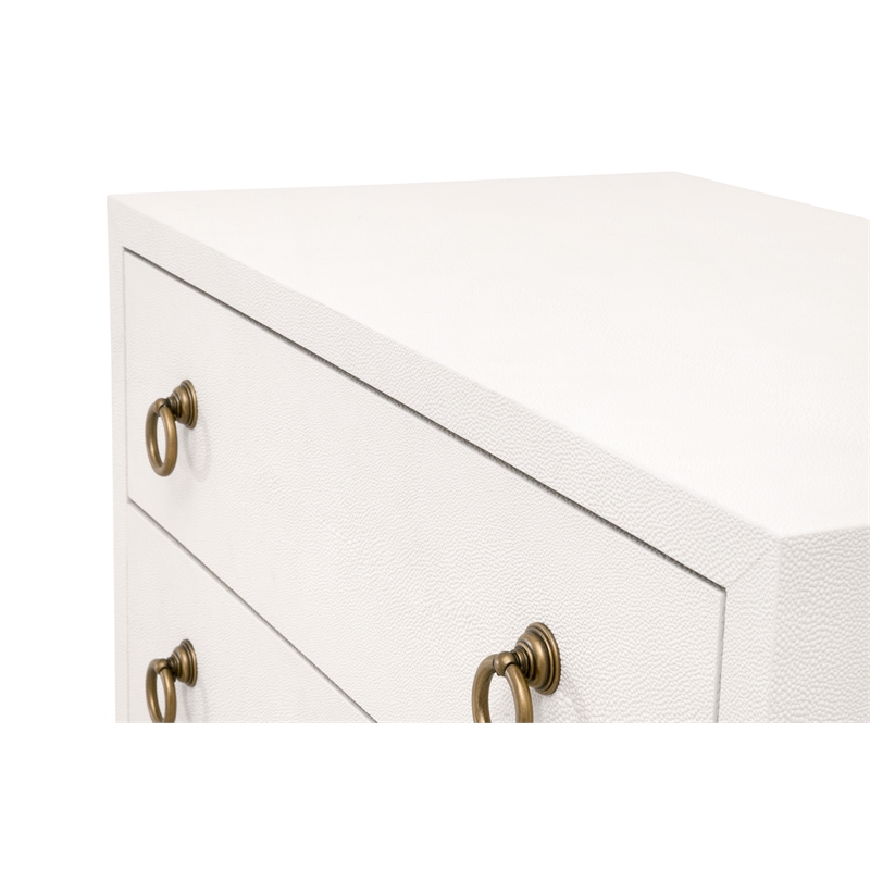 Maklaine 2-Drawer Nightstand in Pearl Shagreen Resin and Brushed Gold