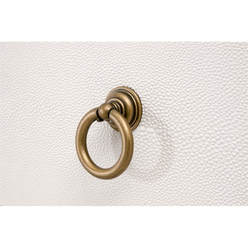 Maklaine 2-Drawer Nightstand in Pearl Shagreen Resin and Brushed Gold