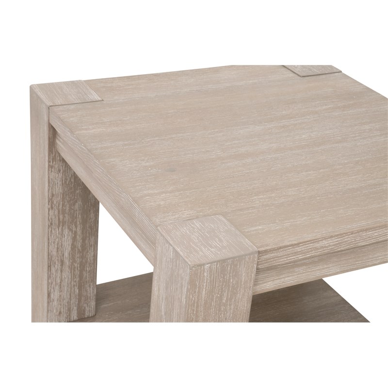 Maklaine Modern Transitional End Table in Natural Gray Acacia Wood